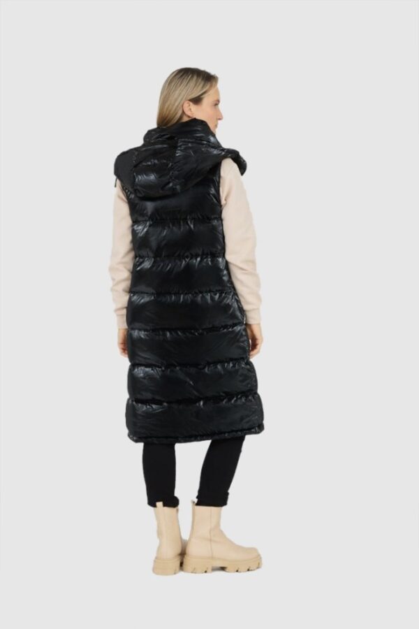 BLAUER Długi błyszczący bezrękawnik puchowy damski Erika