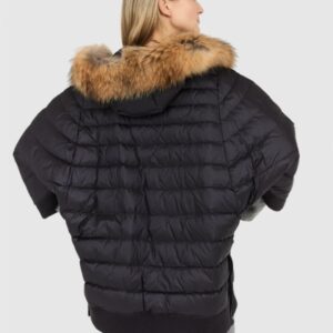 3e11bc337e9ff697d1b1c5507077aed080a0694d BLAUER Czarny damski płaszcz puchowy z futrem jenota