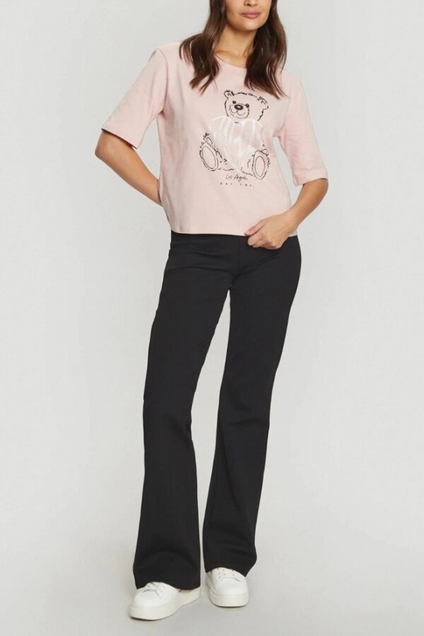 GUESS Różowy t-shirt damski Bear Boxy