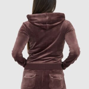 JUICY COUTURE Brązowa bluza damska rozpinana z weluru