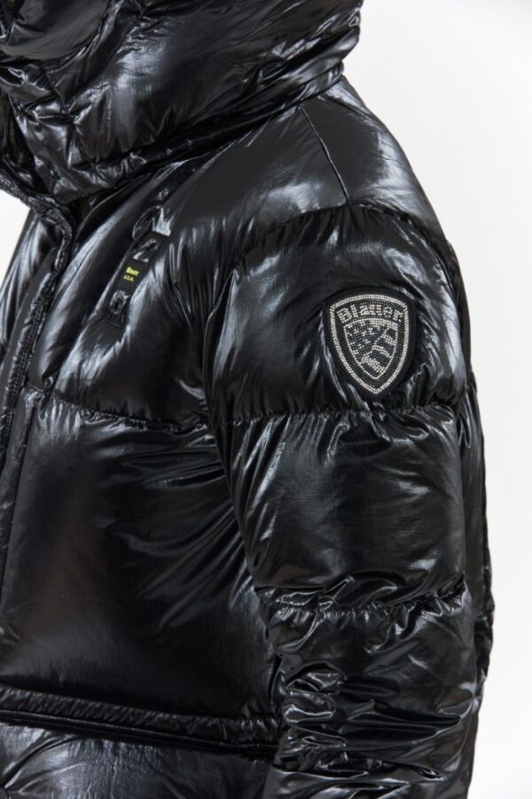 BLAUER Czarny puchowy płaszcz damski naomi z odpinanym kapturem