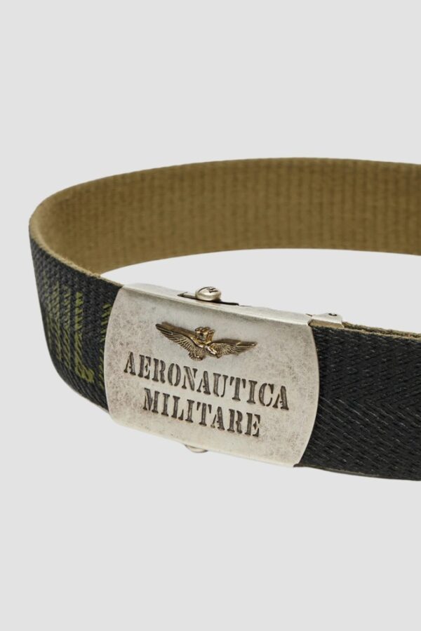 AERONAUTICA MILITARE Zielony męski pasek Herringbone Ribbon Bel, Rozmiar 100