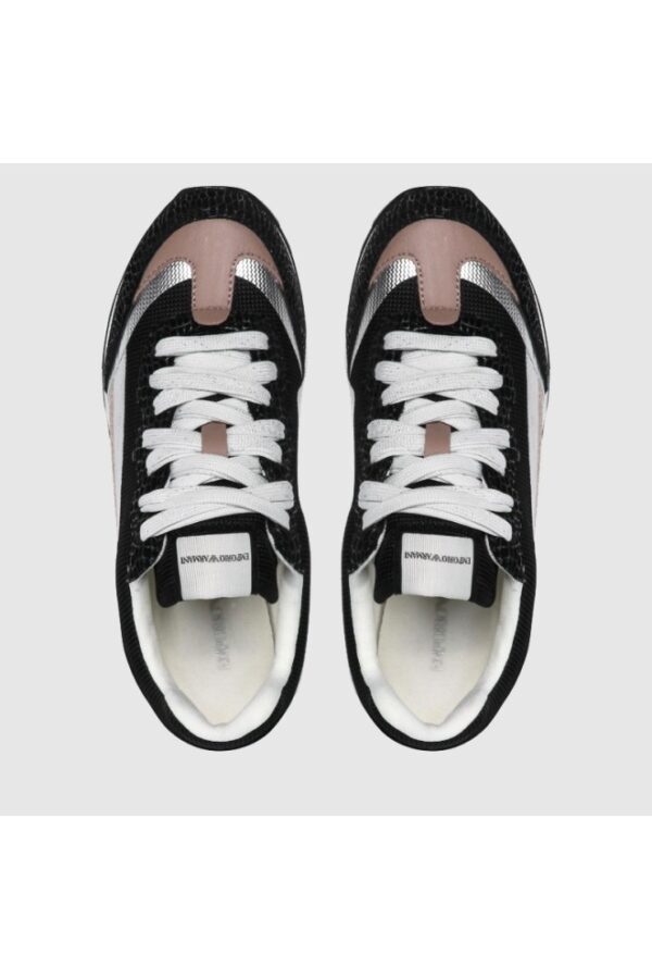 EMPORIO ARMANI Czarne sneakersy damskie ze srebrnymi elementami