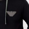 EMPORIO ARMANI Czarna bluza męska z kapturem i szarym logo