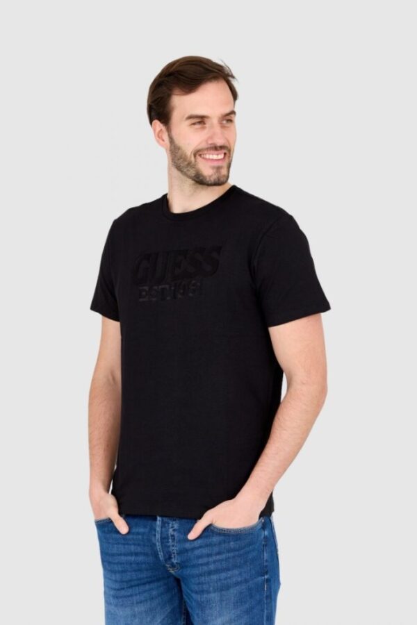 GUESS Czarny bawełniany męski T-shirt slim fit