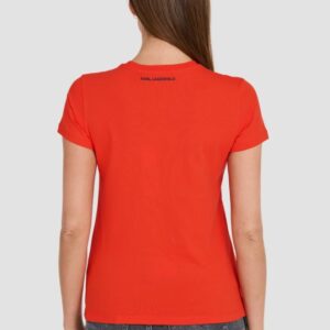 KARL LAGERFELD Czerwony damski t-shirt ikonik lny