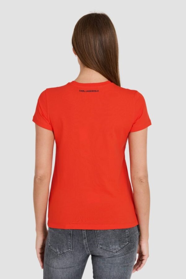 KARL LAGERFELD Czerwony damski t-shirt ikonik lny