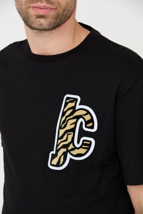 JUST CAVALLI Czarny męski T-shirt R Patch JC