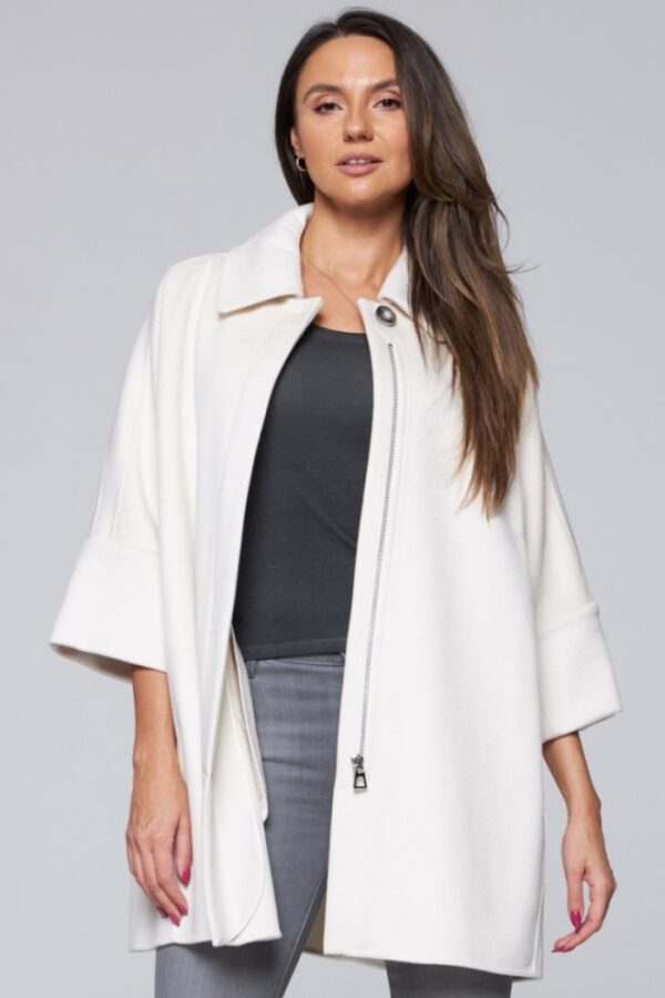 DIEGO M Wełniany płaszcz damski w kolorze ecru, Rozmiar 40 EU - 44 IT