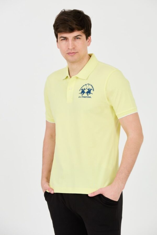 LA MARTINA Cytrynowe męskie polo z dużym logo