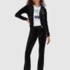 JUICY COUTURE Czarna welurowa bluza dresowa damska z haftowanymi wisienkami
