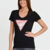 GUESS Czarny damski t-shirt Satin Triangle Tee