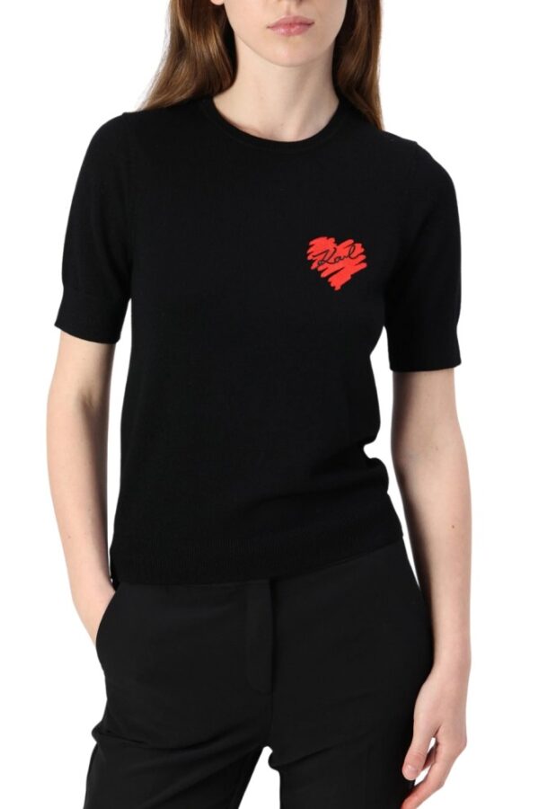 KARL LAGERFELD Czarny sweter damski Hearts Knit Top