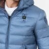 BLAUER Niebieska puchowa kurtka męska z kapturem