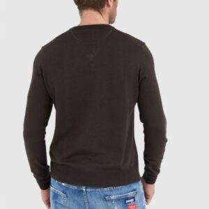 43929f1a0ee0f5966d0ecaa375fc85b029bb827d LA MARTINA Brązowy sweter męski z wełną w serek