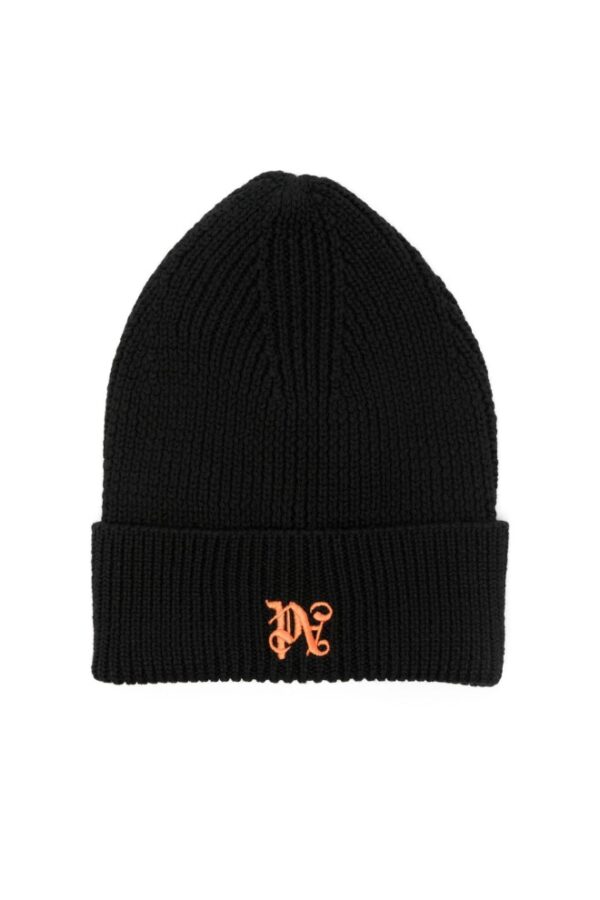 PALM ANGELS Czarna czapka Pa Monogram Beanie