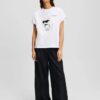 KARL LAGERFELD Biały damski t-shirt Ikon Aquarelle C Loose