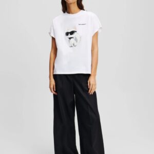 KARL LAGERFELD Biały damski t-shirt Ikon Aquarelle C Loose