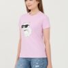 KARL LAGERFELD Lawendowy damski t-shirt Ikonik 2.0 Choupette