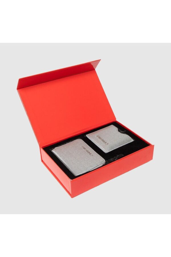 VALENTINO Zestaw srebrny portfel damski z lusterkie