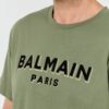 BALMAIN Zielony męski t-shirt Flock&foil T-shirt Bulky Fit