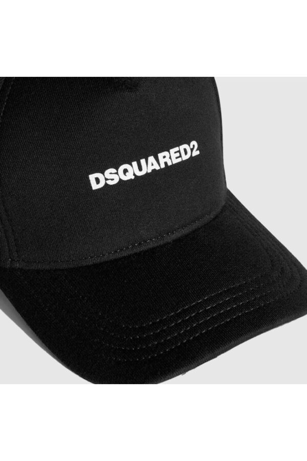 DSQUARED2 Czarna męska czapka z daszkiem z wprasowanym logo