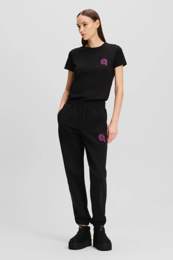 KARL LAGERFELD Czarne spodnie dresowe damskie Ikonik 2.0 Jelly