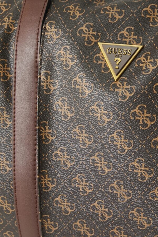 GUESS Brązowa męska logowana torba podróżna Pisa Double