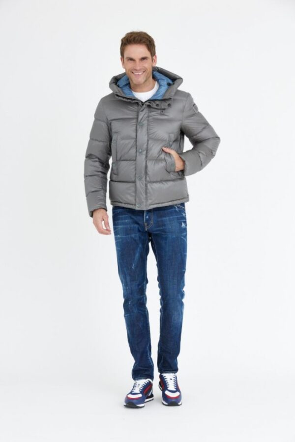 BLAUER Stalowa puchowa kurtka męska Tracy z kapturem