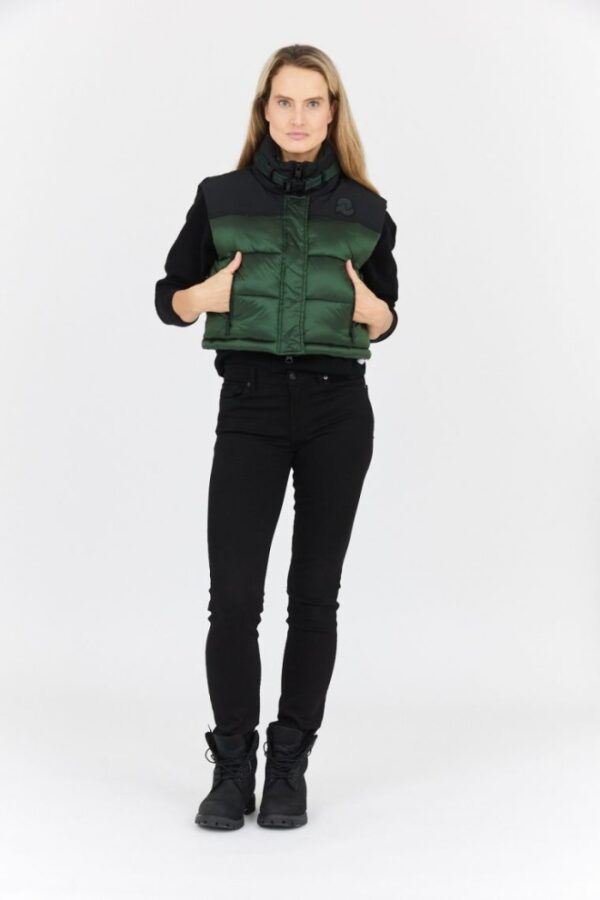 INVICTA Zielony puchowy krótki bezrękawnik damski