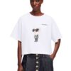 KARL LAGERFELD Biały damski t-shirt Ikon Aquarelle K Boxy Tshirt