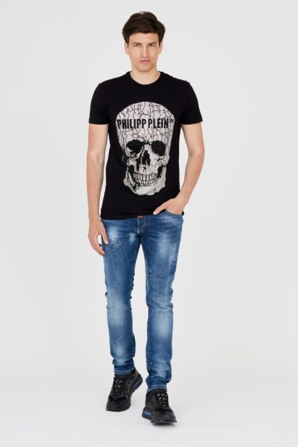 PHILIPP PLEIN Męski t-shirt czarny z czaszką