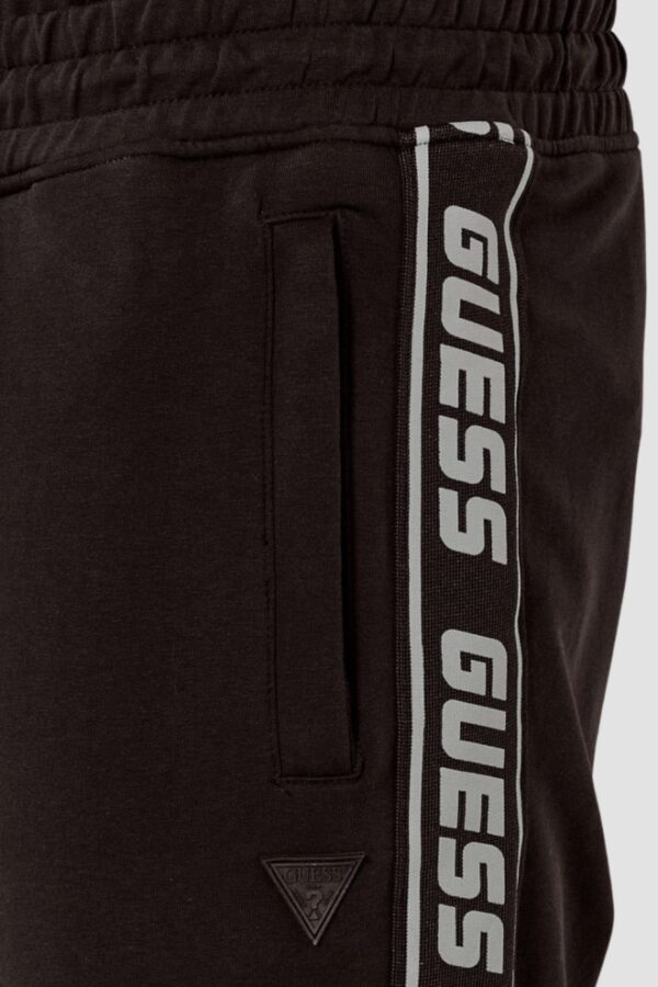 GUESS Brązowe męskie spodnie dresowe z lampasami New Arlo