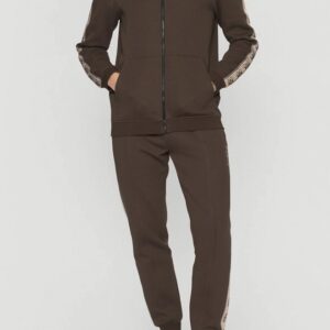 GUESS Brązowa męska rozpinana bluza z lampasami Mickey