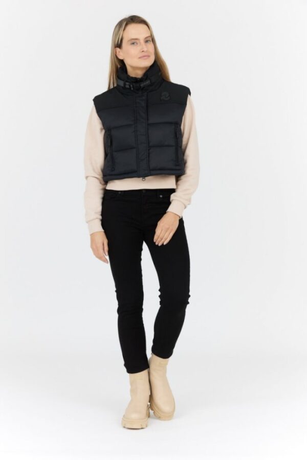 INVICTA Czarny puchowy krótki bezrękawnik damski