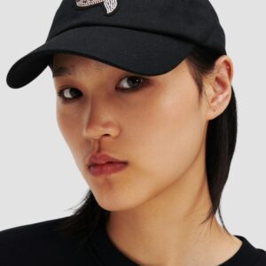 49b1f3b861215185433684fbaff3de1d6da8de76 KARL LAGERFELD Czarna damska czapka z daszkiem Ikon Rhinestone