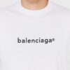 BALENCIAGA Męski biały t-shirt z czarnym logo
