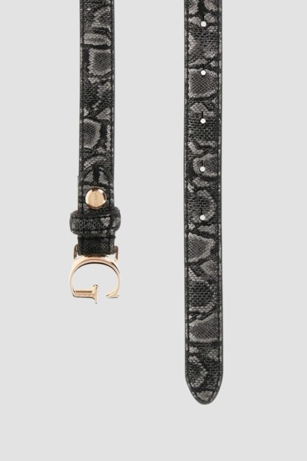GUESS Czarny damski pasek z printem węża Adj Belt H30