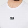 EA7 Biały t-shirt męski z naszywką z logo