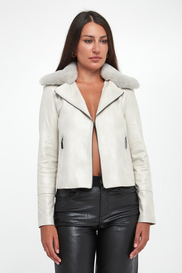 Kurtka damska ramoneska z futerkiem JOSEPH RIBKOFF