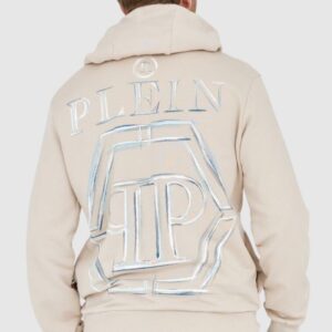 PHILIPP PLEIN Beżowa męska bluza hexagon z kapturem