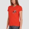 KARL LAGERFELD Czerwony damski t-shirt ikonik lny