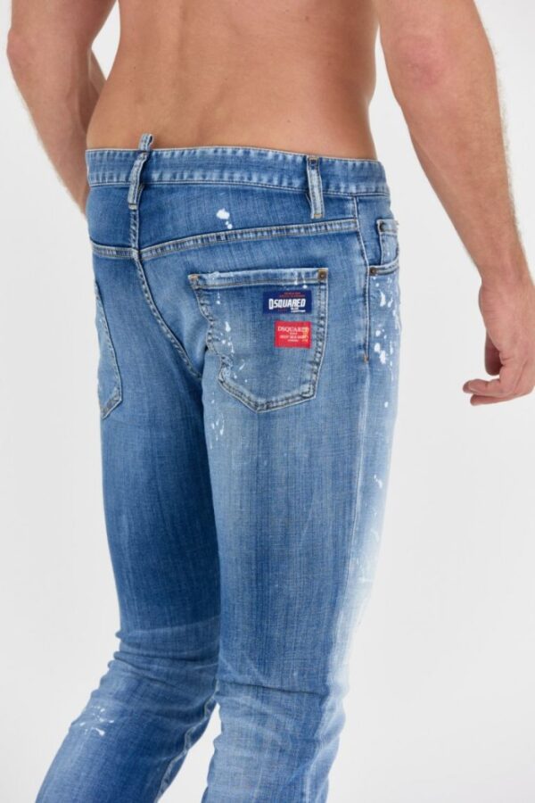 DSQUARED2 Niebieskie męskie jeansy medium bleached spots wash cool guy