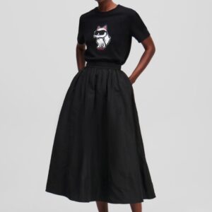 KARL LAGERFELD Czarny damski t-shirt Ikon Sketch Choupette