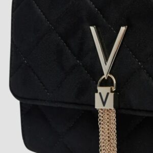 VALENTINO Czarna damska zamszowa torebka Charlotte Flap Bag