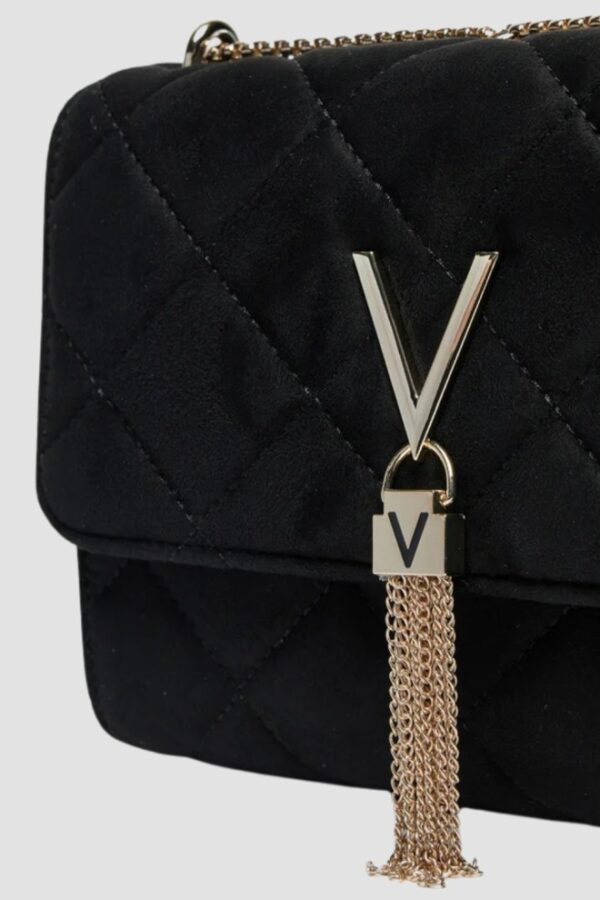 VALENTINO Czarna damska zamszowa torebka Charlotte Flap Bag