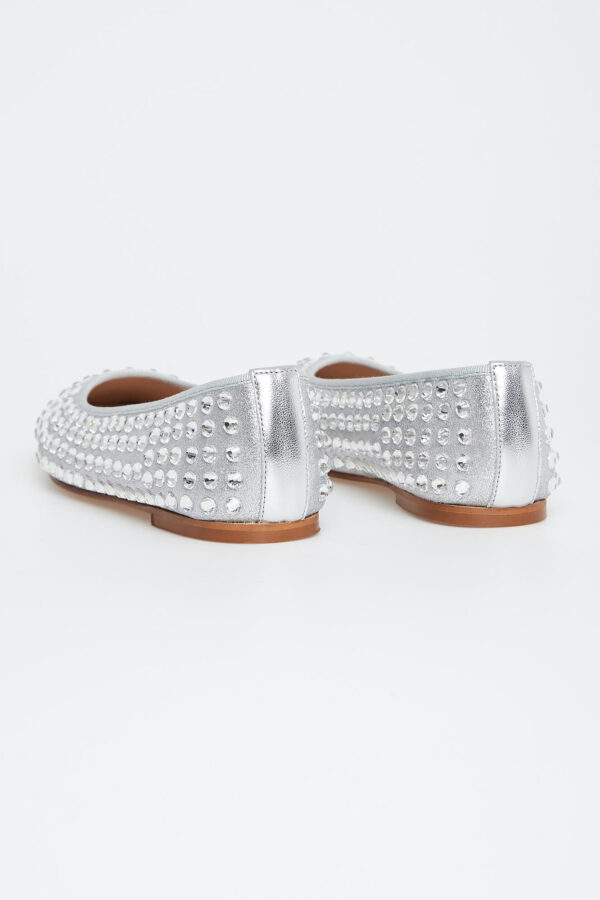 4ca43de87306a11422bc6615ef5d0ea1c83df441 Baleriny skórzane z cyrkoniami CESARE CASADEI