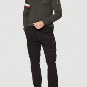 AERONAUTICA MILITARE Szarozielony męski longsleeve polo Tricolor