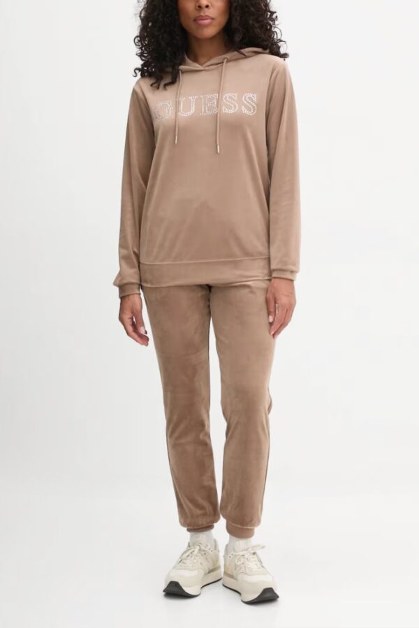 GUESS Brązowa welurowa damska bluza Couture