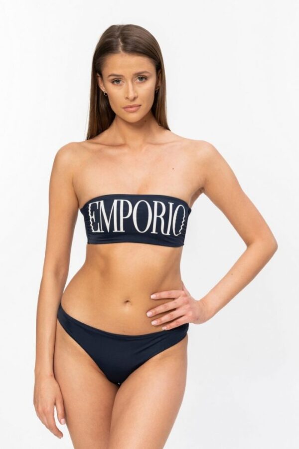 EMPORIO ARMANI Granatowe bikini z białym logo